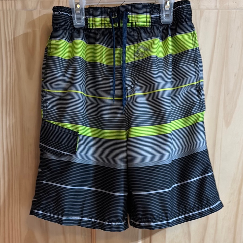 Boys Striped Shorts - Black, Gray, and Green
